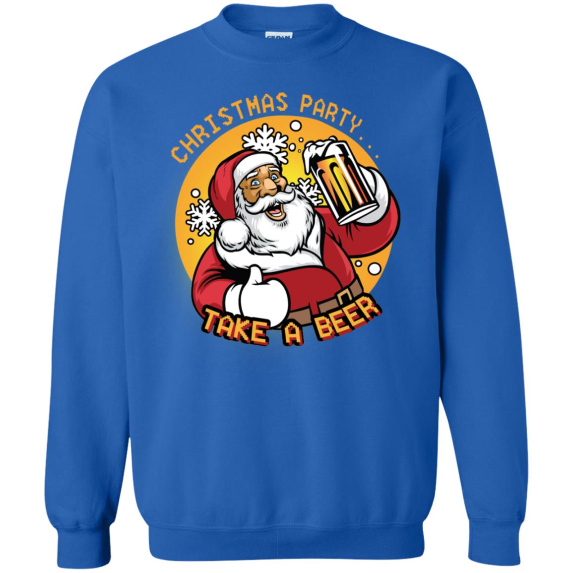 Christmas Party Take A Beer Santa X-mas Gift Shirt Royal