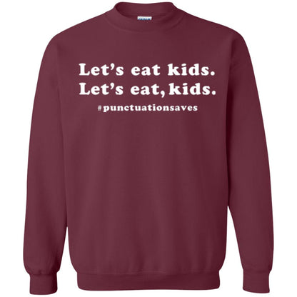 Funny Teacher T-shirt Let_s Eat Kids Punctuation Saves Maroon