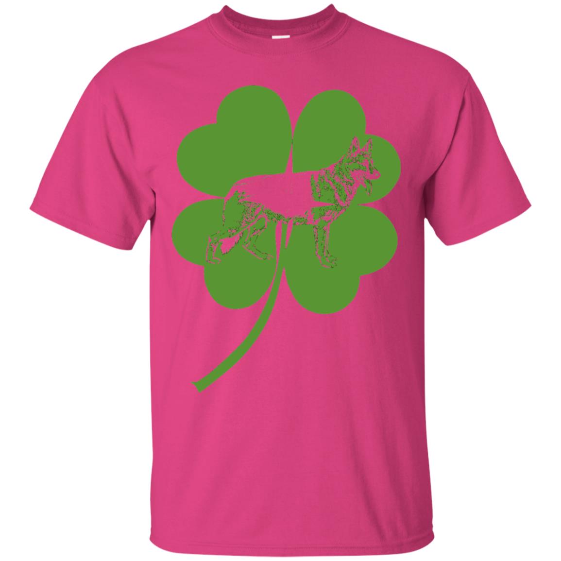 German Shepherd Shamrock St. Patrick_s Day T-shirt Heliconia