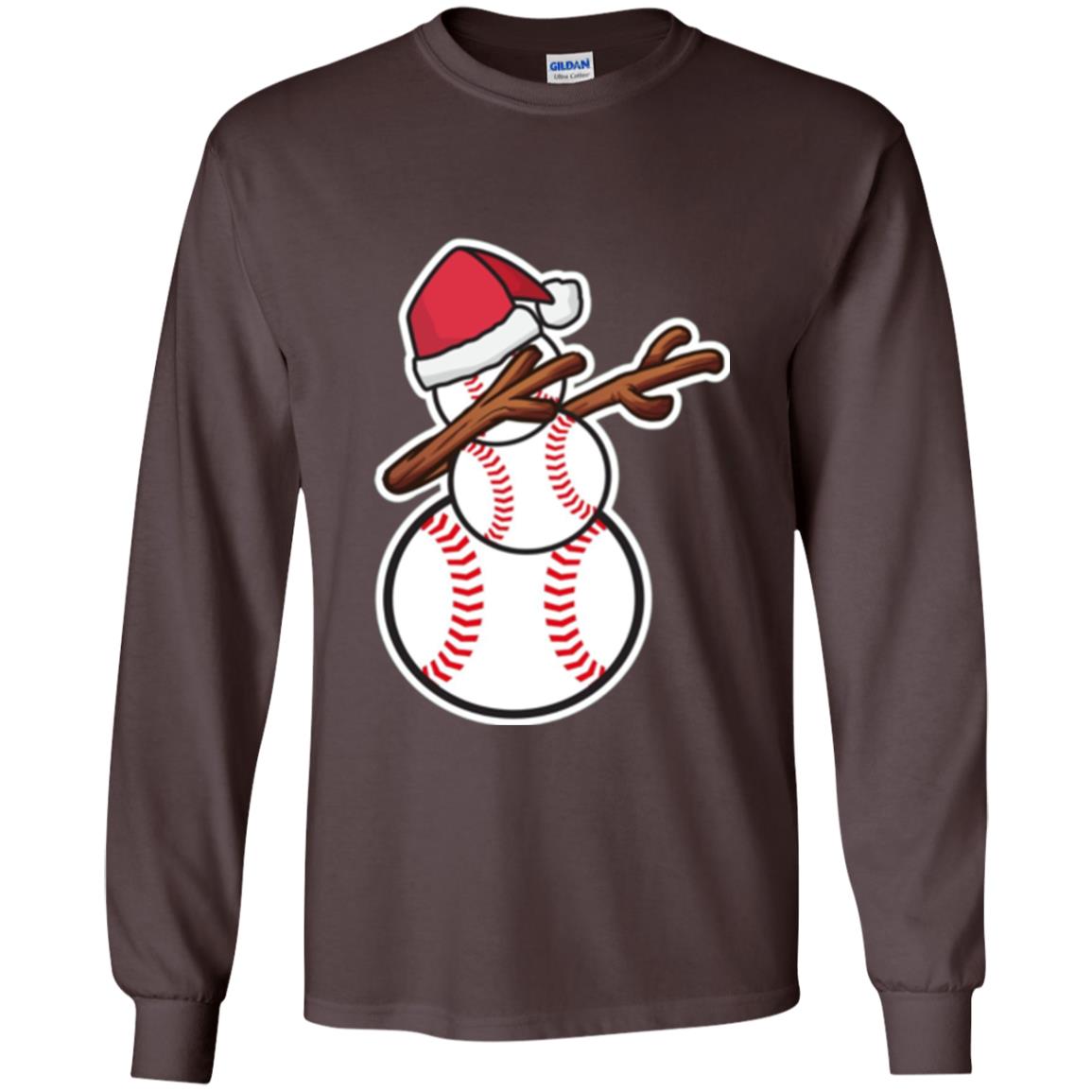 Christmas T-shirt Dabbing Snowman Baseball Dark Chocolate