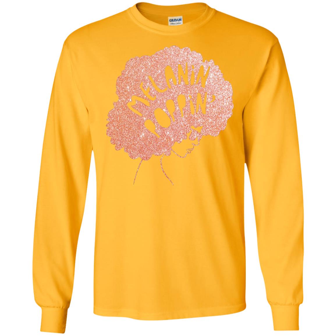 Melanin Poppin Black Beauty African Pride Rose Gold T-shirt Gold