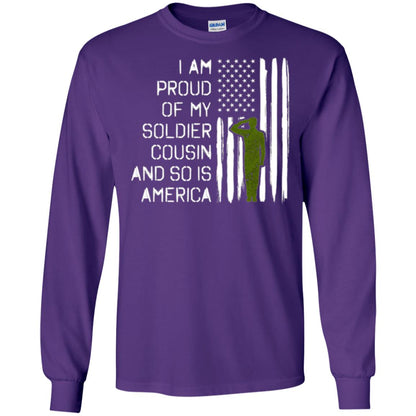Military T-shirt I A Am Proud Of My Soldier Cousinn And So Is America Purple