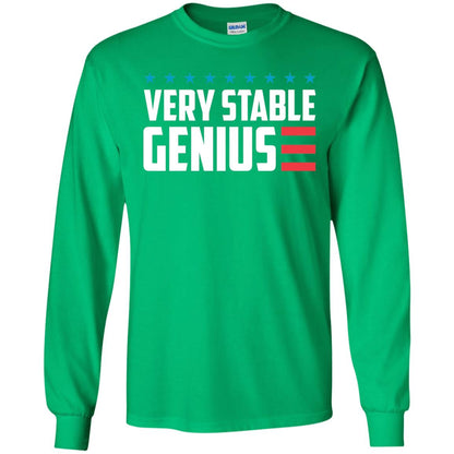 Funny Political T-shirt Very Stable Genius Irish Green
