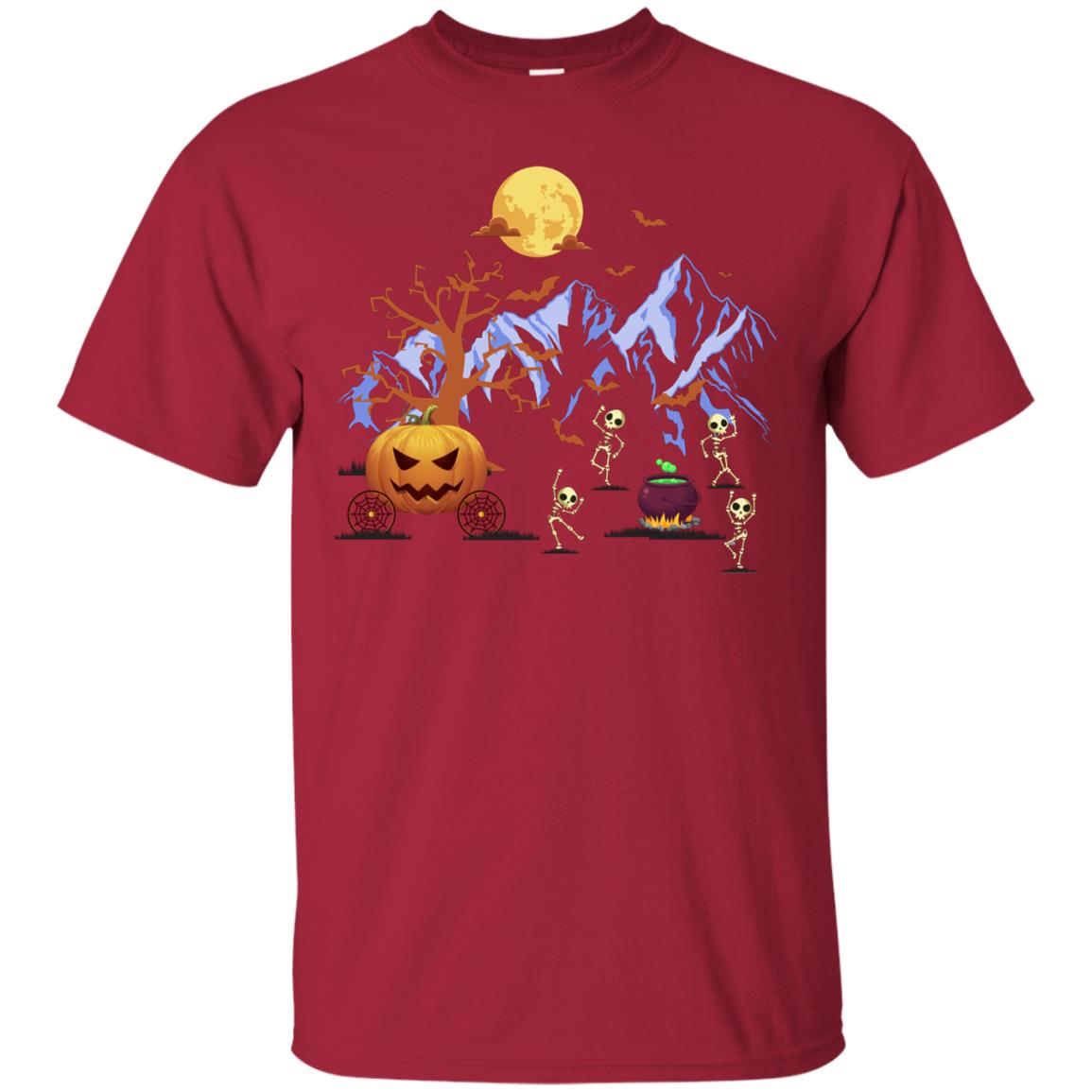 Dancing Skeleton With Pumpkin Funny Halloween Gift Shirt Cardinal