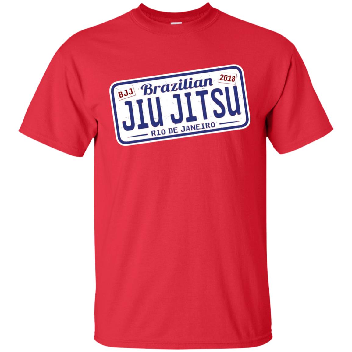 Funny Jiu Jitsu Bjj License Plate T-shirt Red