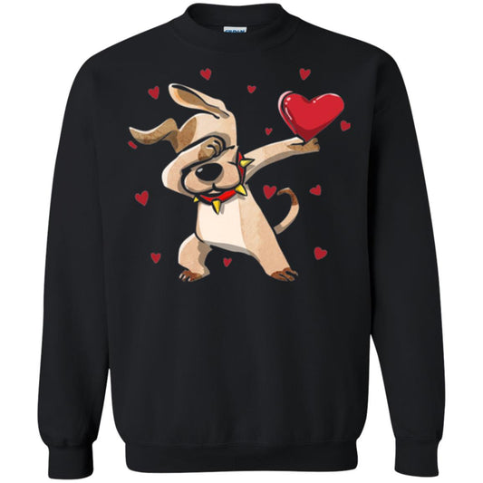 Funny Dabbing Dog Valentine_s Day T-shirt Black