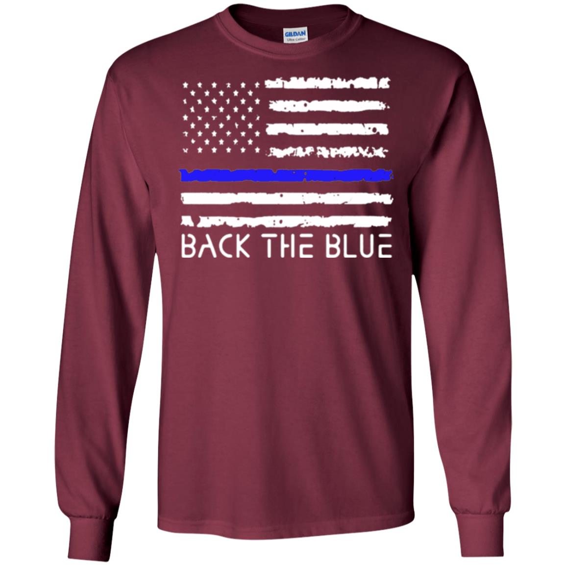 Thin Blue Line T-shirt Back The Blue Maroon