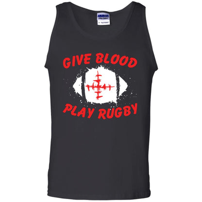 Football Lover T-shirt Give Blood Play Rugby Black