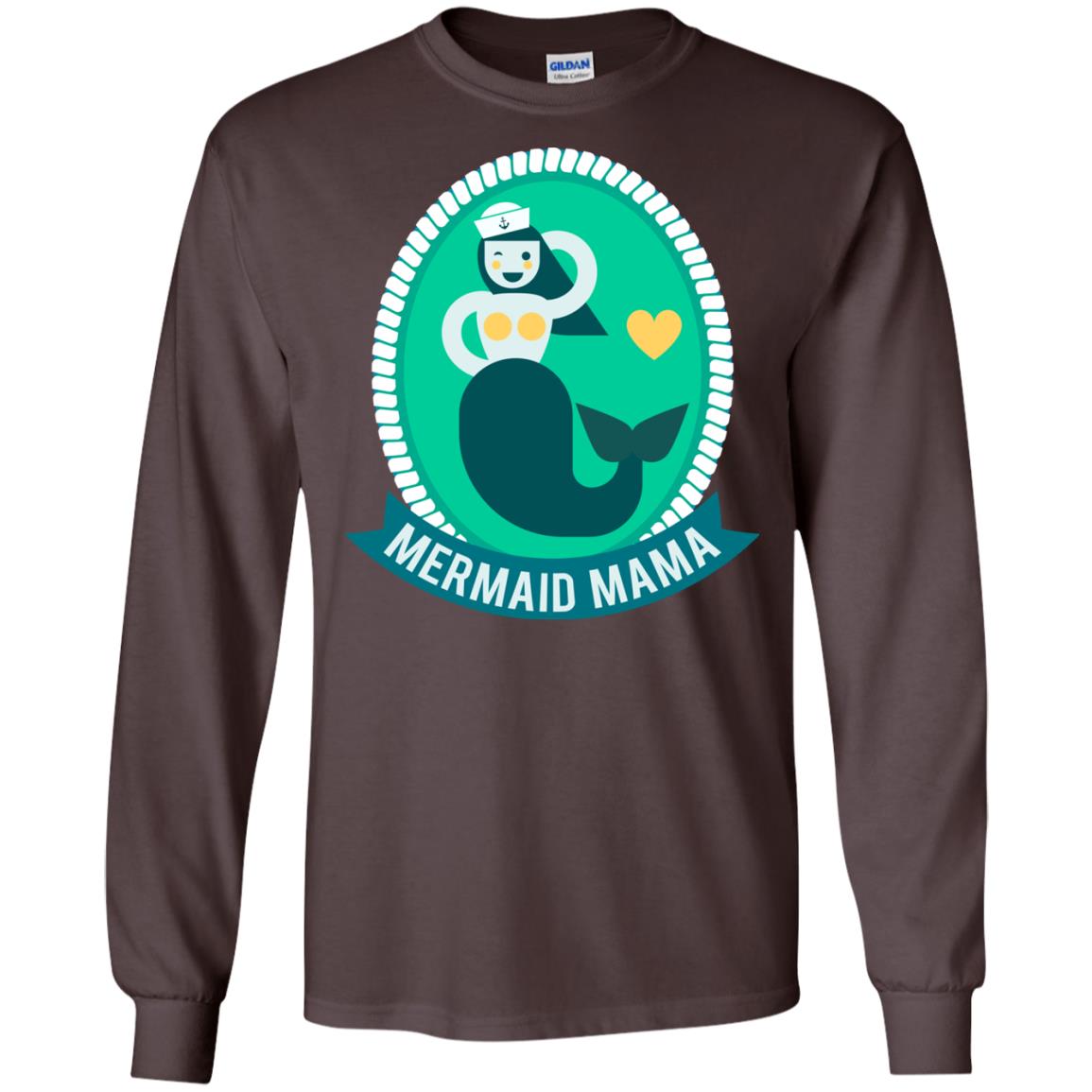 Mermaid Mama Cool Shirt For Grandma Love Mermaid Dark Chocolate