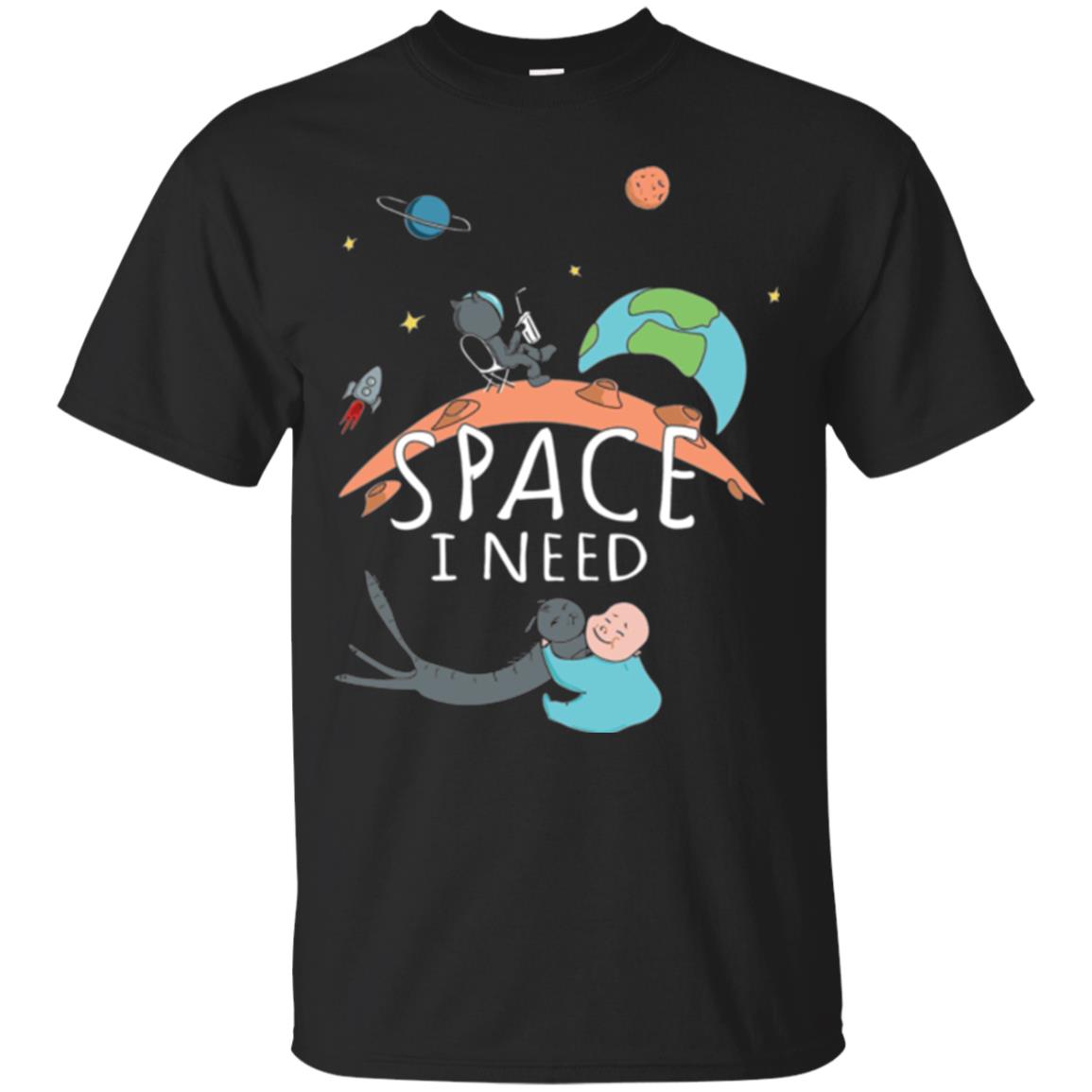 Funny Astronaut Universe Pun T-shirt I Need Space Black