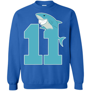 11th Birthday Shark Party ShirtG180 Gildan Crewneck Pullover Sweatshirt 8 oz.