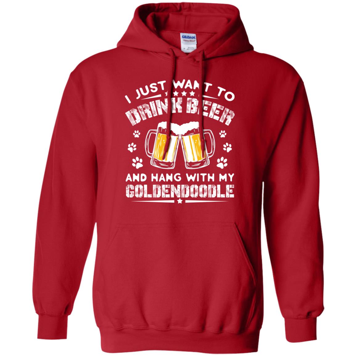 I Just Want To Drink Beer And Hang With My Goldendoodle Shirt Red