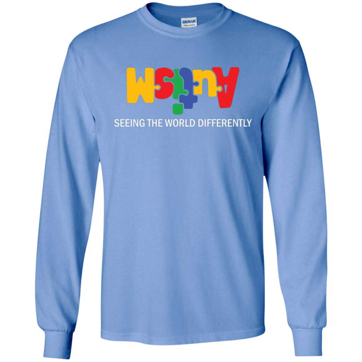 Autism Awareness T-shirt Seeing The World Differently Carolina Blue