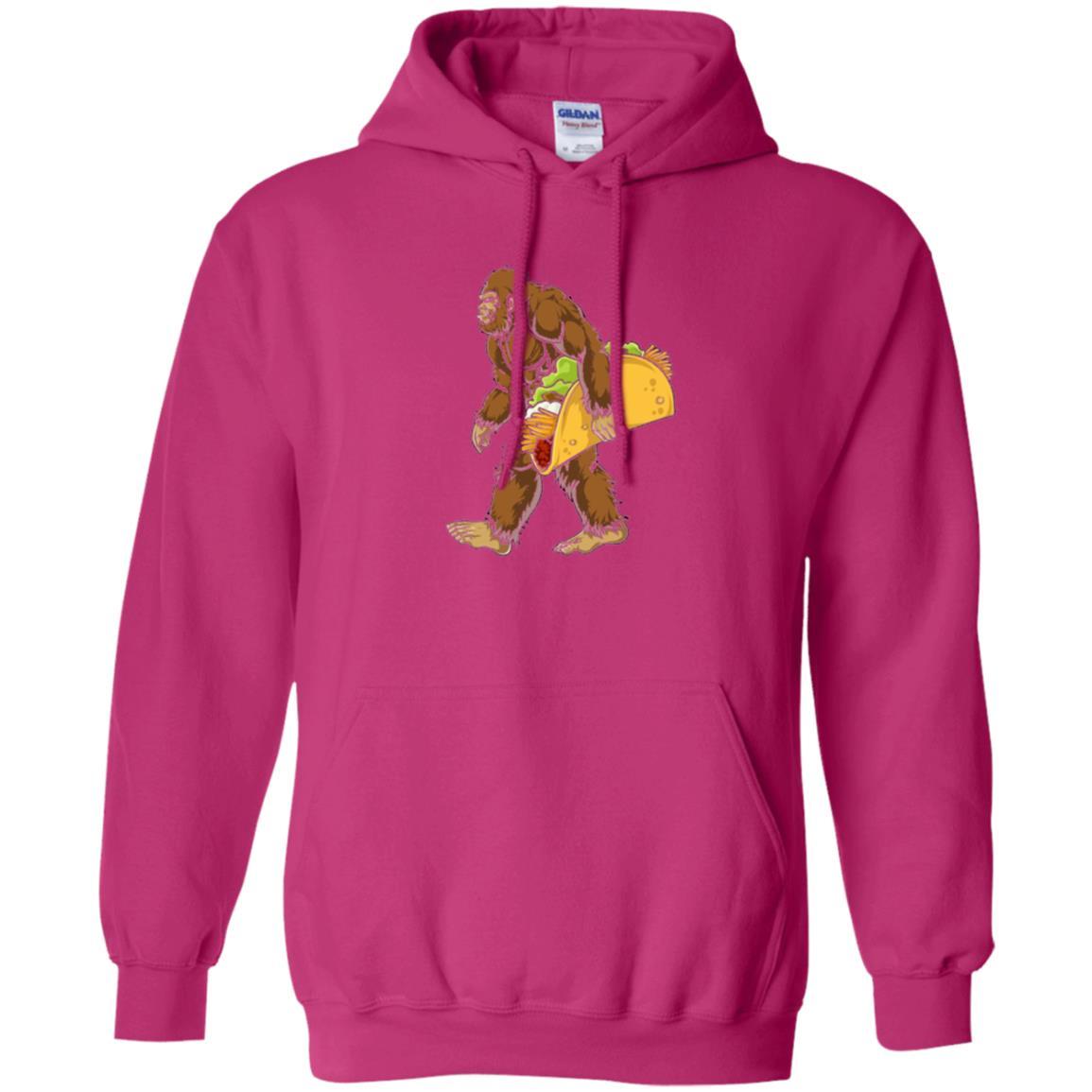 Camping T-shirt Bigfoot Sasquatch Carrying Taco Heliconia