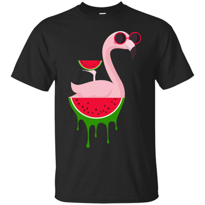 Watermelon Flamingo Funny Summer Melon Fruit Shirt Black