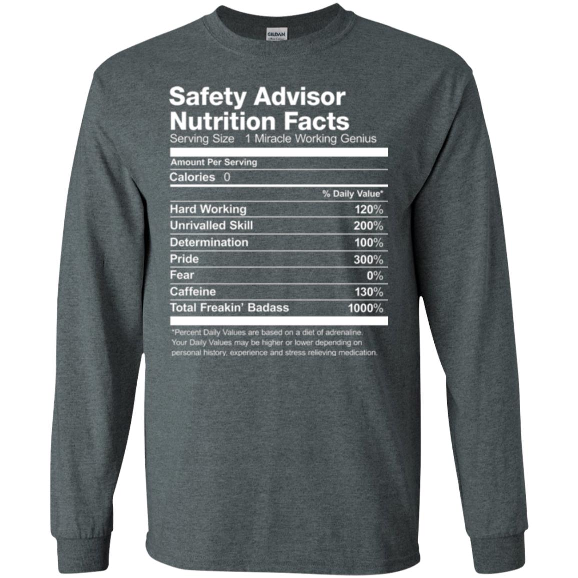 Safety Advisor Nutrition Facts Funny T-shirt Dark Heather