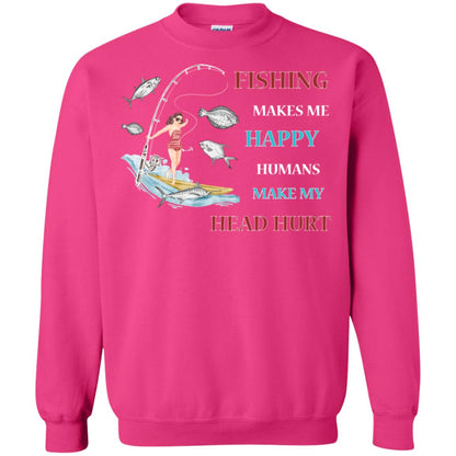 Fishing Make Me Happy Humans Make My Head Hurt Shirt Heliconia