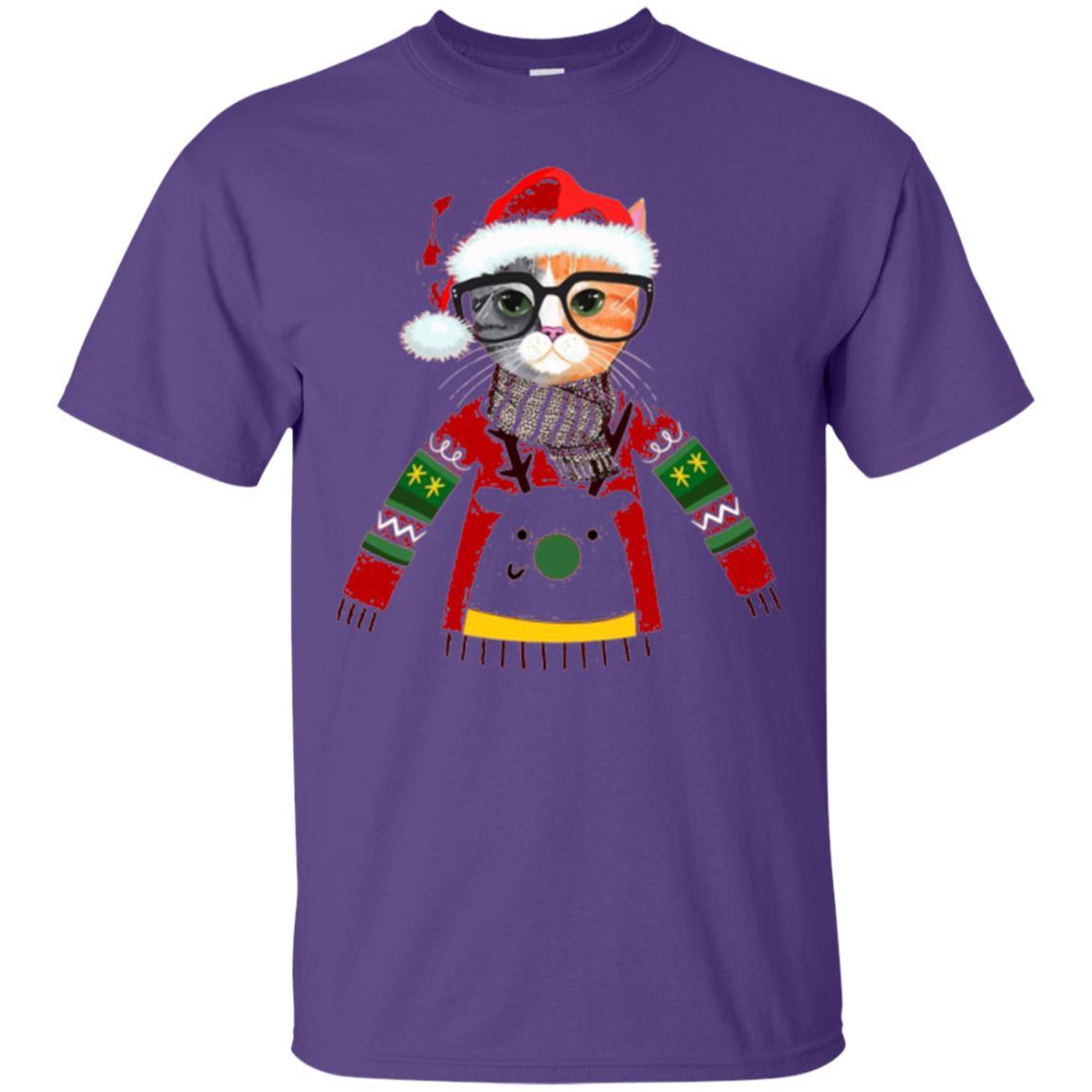 Christmas T-shirt Cat Lover Meowy Christmas T-shirt Purple