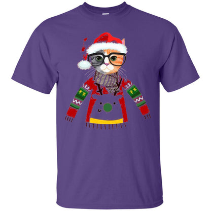 Christmas T-shirt Cat Lover Meowy Christmas T-shirt Purple