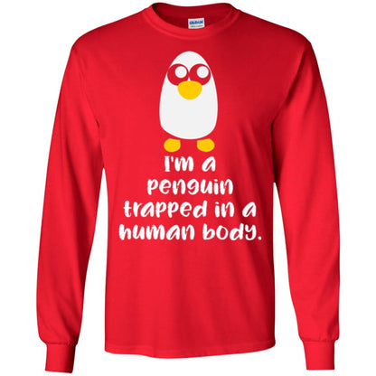 Penguin Lovers T-shirt I_m A Penguin Trapped In A Human Body Red