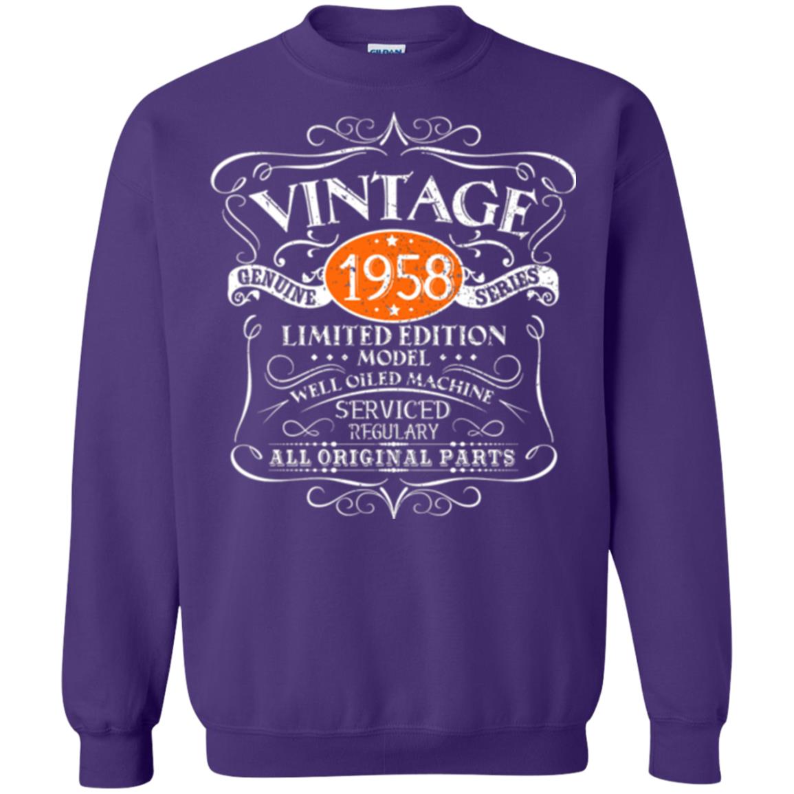 Vintage 60th Birthday T-shirt 1958 All Original Parts Purple