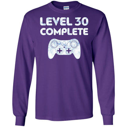 Level 30 Complete Video Gamer 30th Birthday Shirt Purple