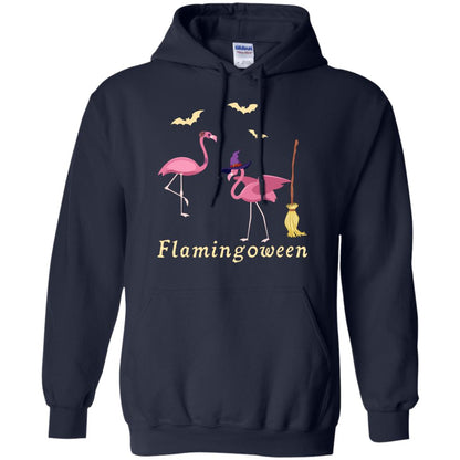 Flamingoween Flamingo Wicth Ride Stick Funny Quote On Haloween Gift Shirt Navy