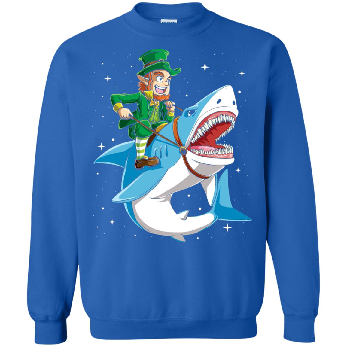 Leprechaun Riding Shark St Patricks Day T-shirt Royal