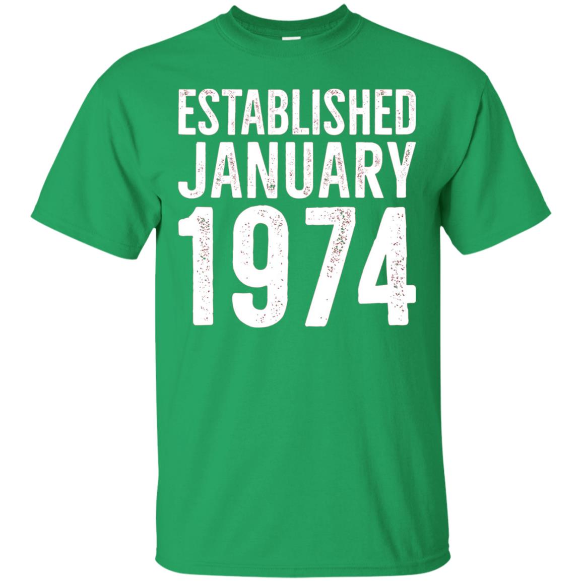 Established January 1974 43rd Birthday T-shirt Irish Green