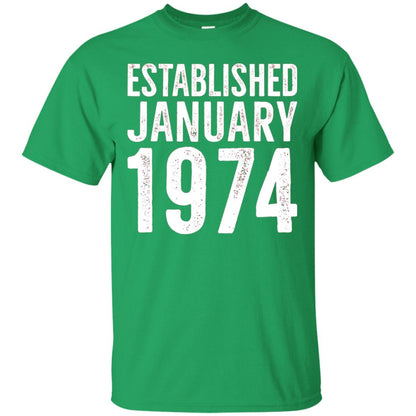 Established January 1974 43rd Birthday T-shirt Irish Green