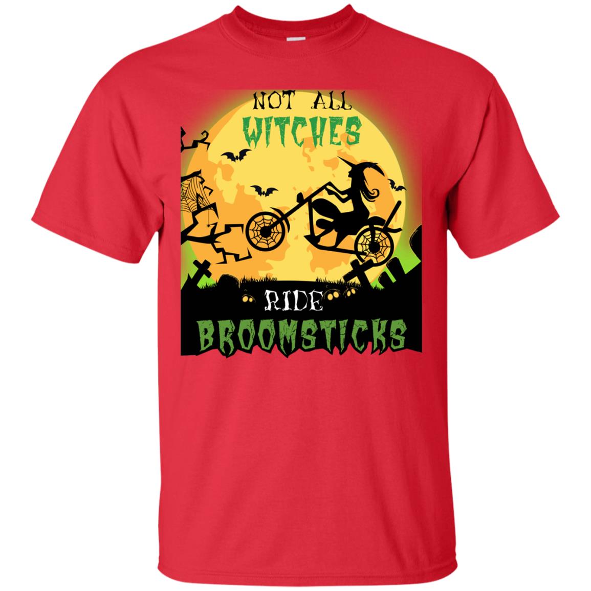 Not All Witches Ride Broomsticks Witches Ride A Motorcycle Funny Halloween Shirt Red