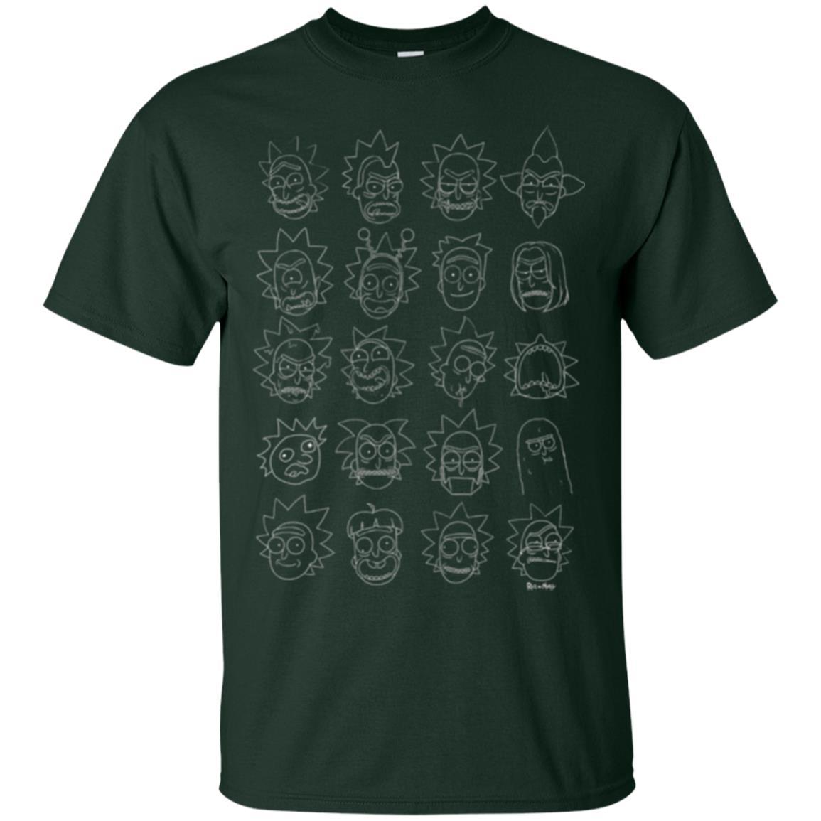 Movie T-Shirt The Many Faces Of Rick Forest Green