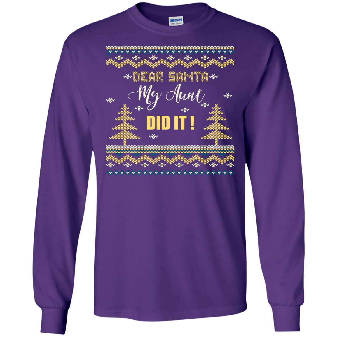 Christmas T-shirt Dear Santa My Aunt Did It Purple