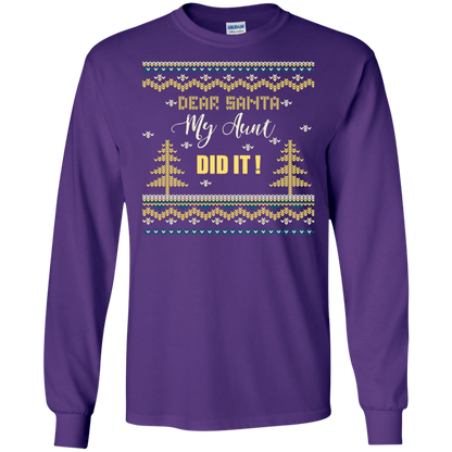 Christmas T-shirt Dear Santa My Aunt Did It Purple