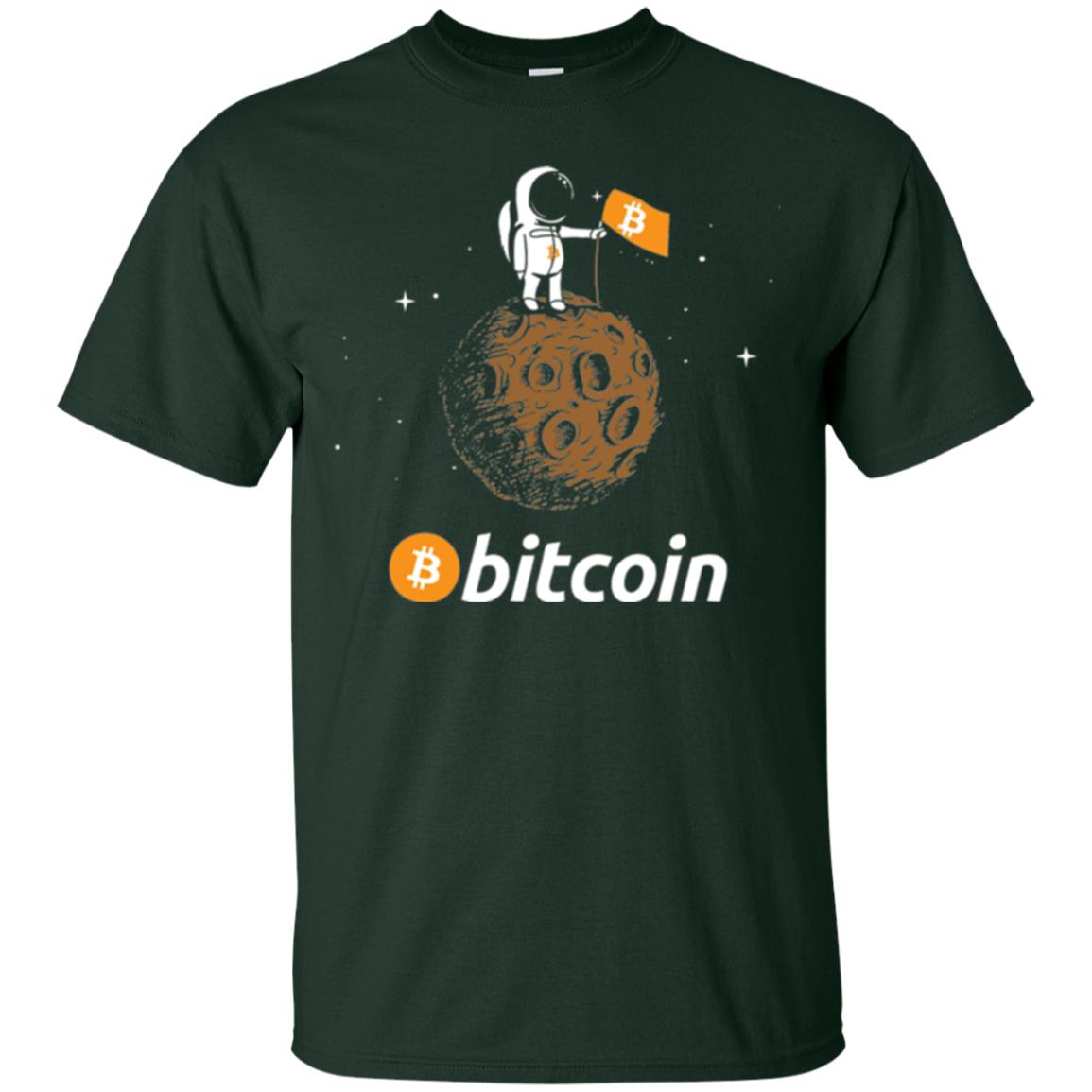 Bitcoin T-shirt Featuring Astronaut Forest Green