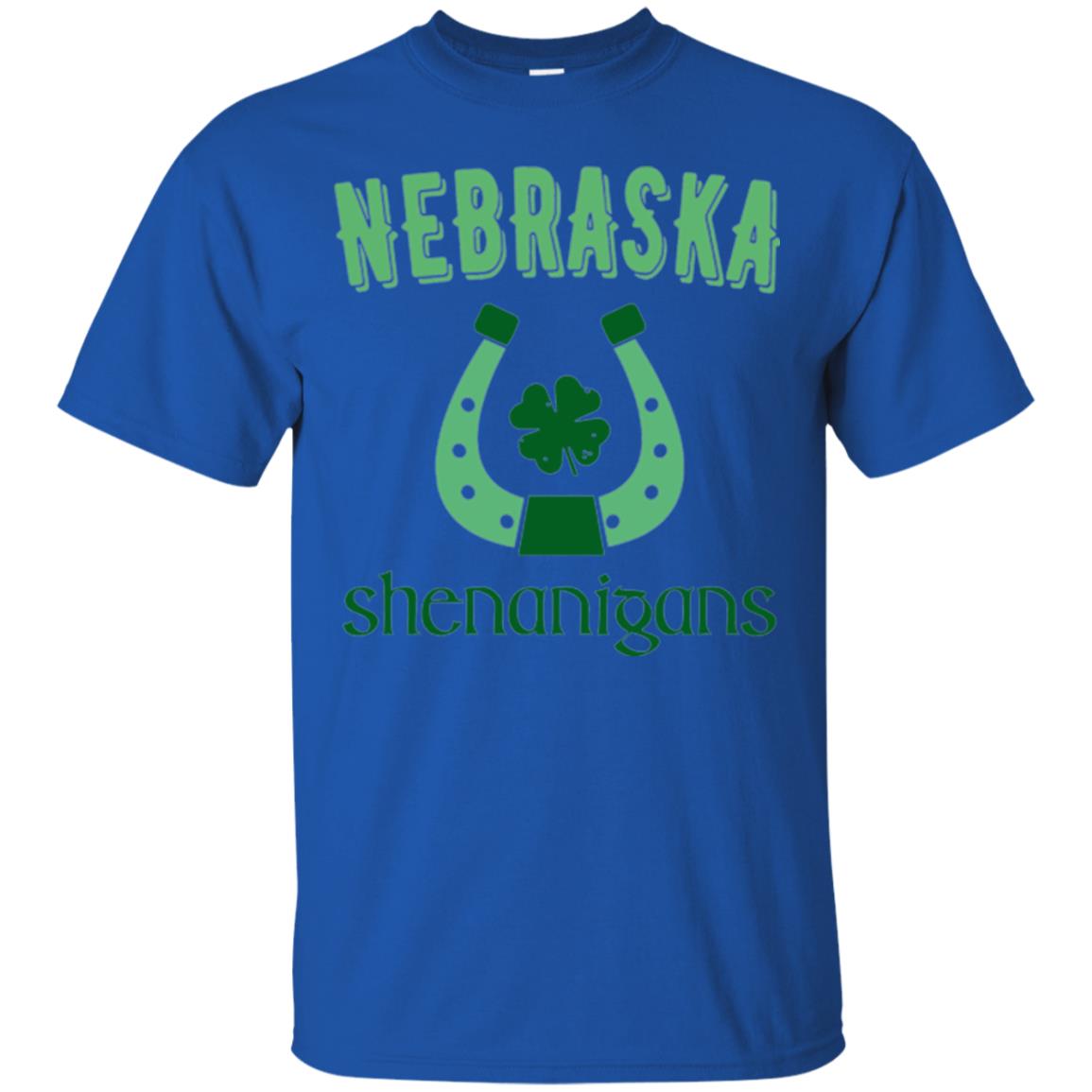 Nebraska Shenanigans Horseshoe Clover St Patrick_s Day T-shirt Royal