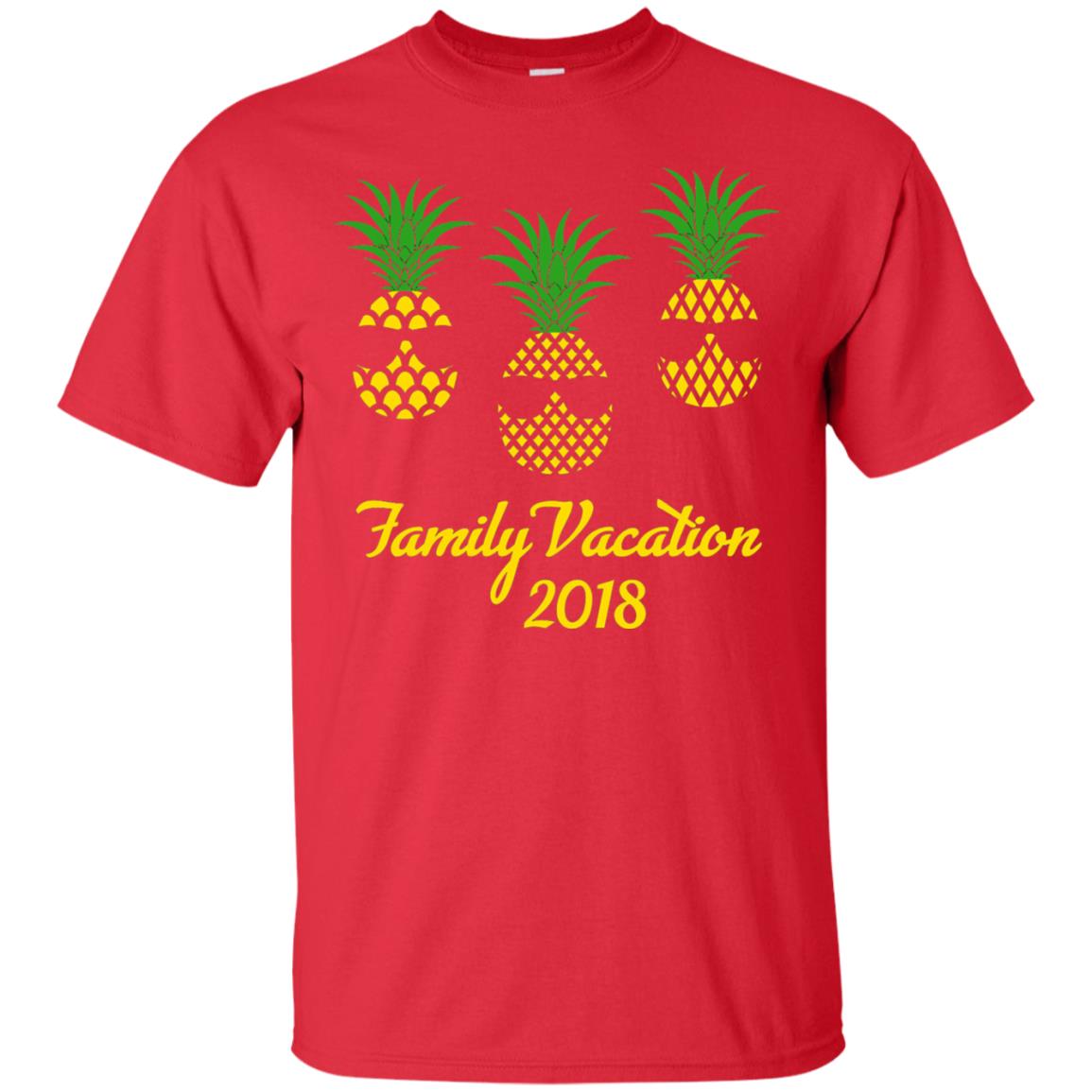 Family Vacation 2018 Shirt Hawaii Pineapple Sunglasses Red