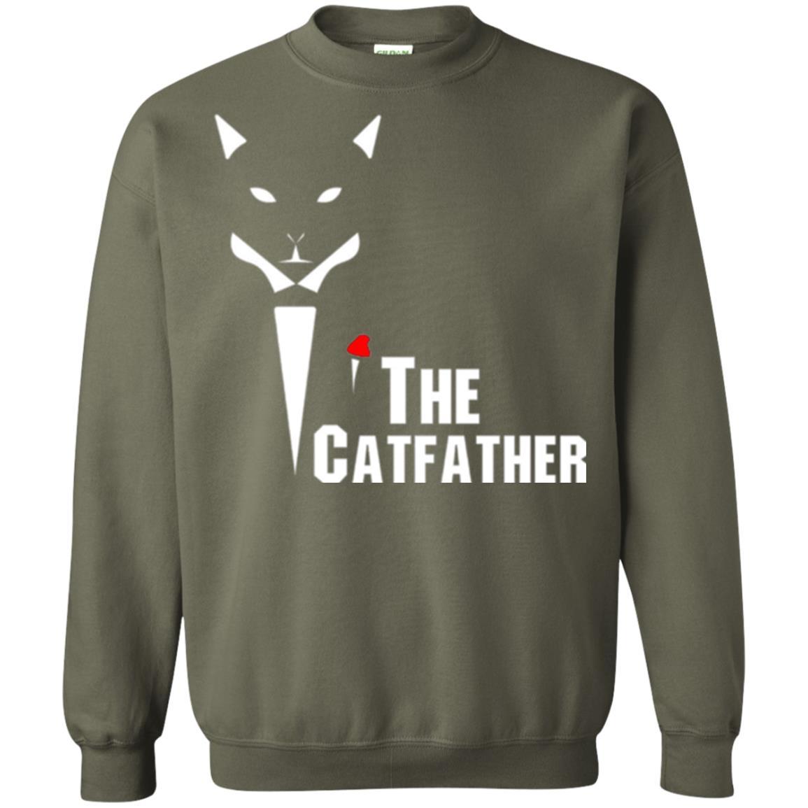 Cat Dad Lover T-shirt The Catfather T-shirt Military Green