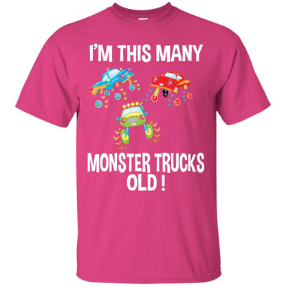 Birthday 3th Shirt Im This Many Monster Trucks Old Heliconia