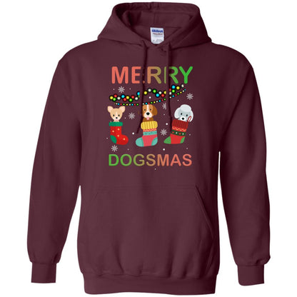 Merry Dogsmas X-mas Gift Shirt For Dogs Lovers Maroon