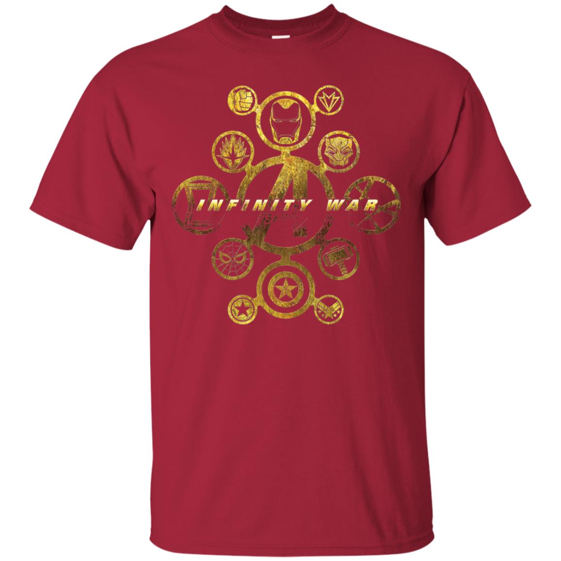 Infinity War Gold Hero Movie T-shirt Cardinal