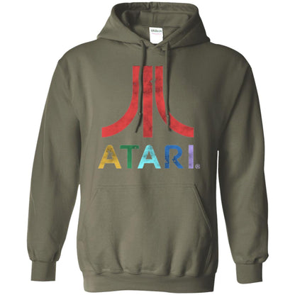 Colorful Retro Atari Gaming Logo T-shirt Military Green