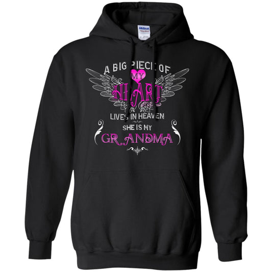 A Big Piece Of My Heart Lives In Heaven She Is My Grandma Grandchildren Gift Shirt Black