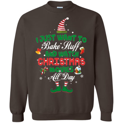 Christmas T-shirt I Just Want To Bake Stuff And Watch Christmas Movies Dark Chocolate