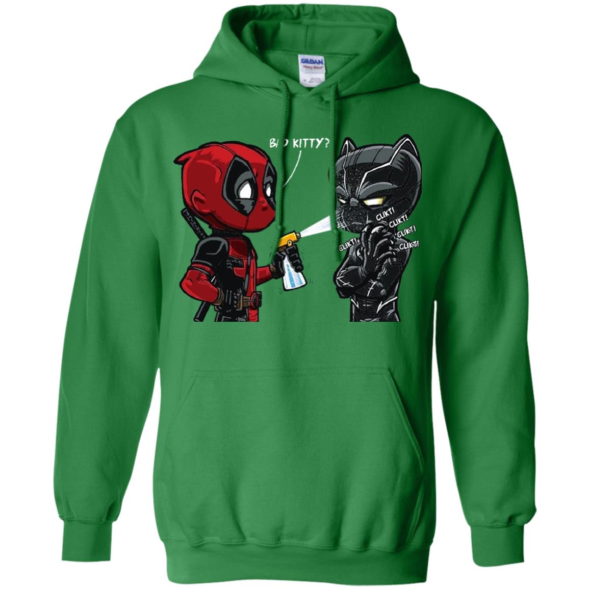 Deadpool Black Panther Bad Kitty Film Lover T-shirt Irish Green
