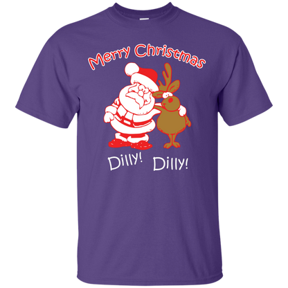 Christmas T-Shirt Merry Christmas Santa And Reindeer Dilly! Dilly! Purple