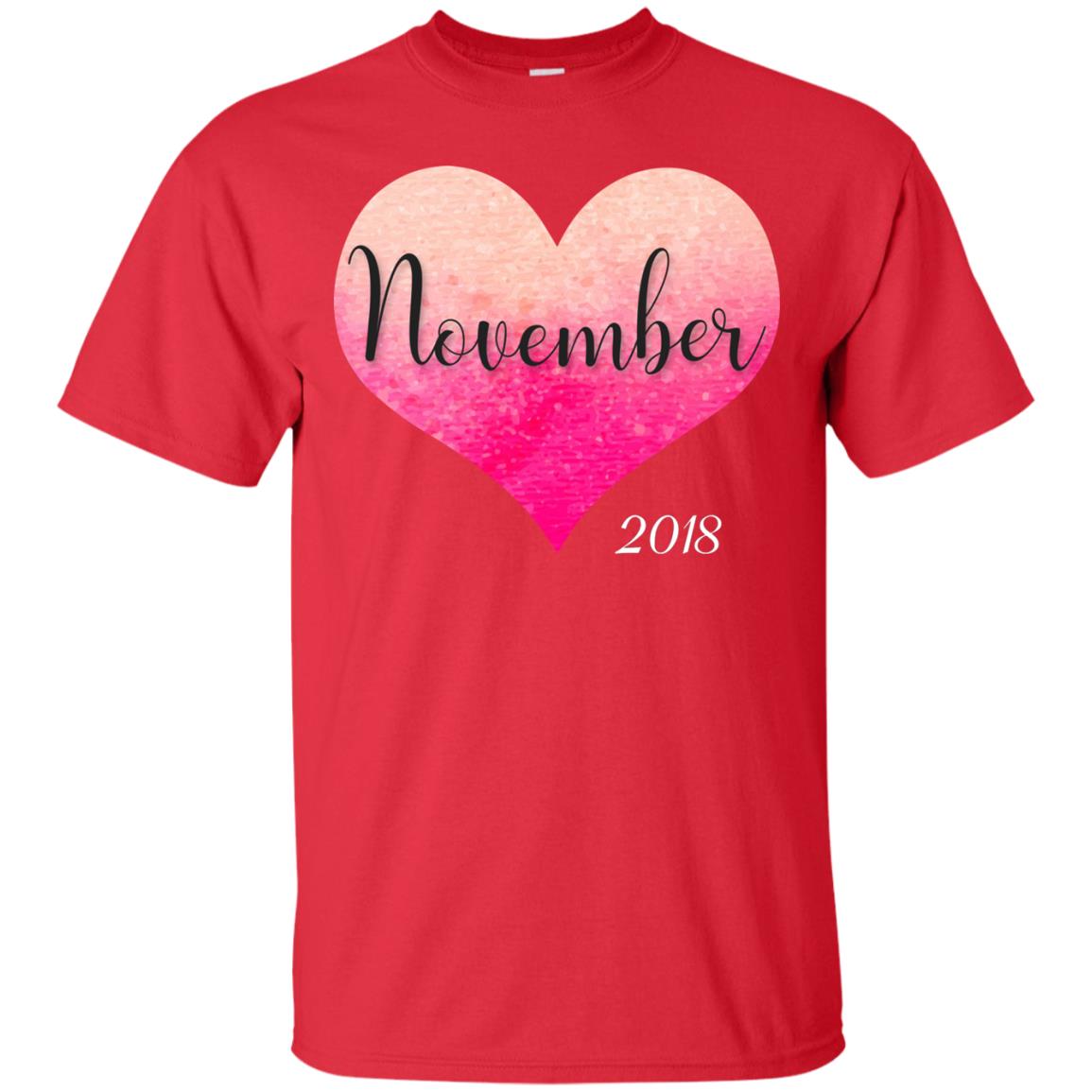 Pregnancy Reveal Announcement Party November 2018 Shirt Red