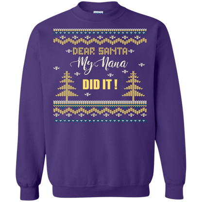 Christmas T-shirt Dear Santa My Nana Did It Purple