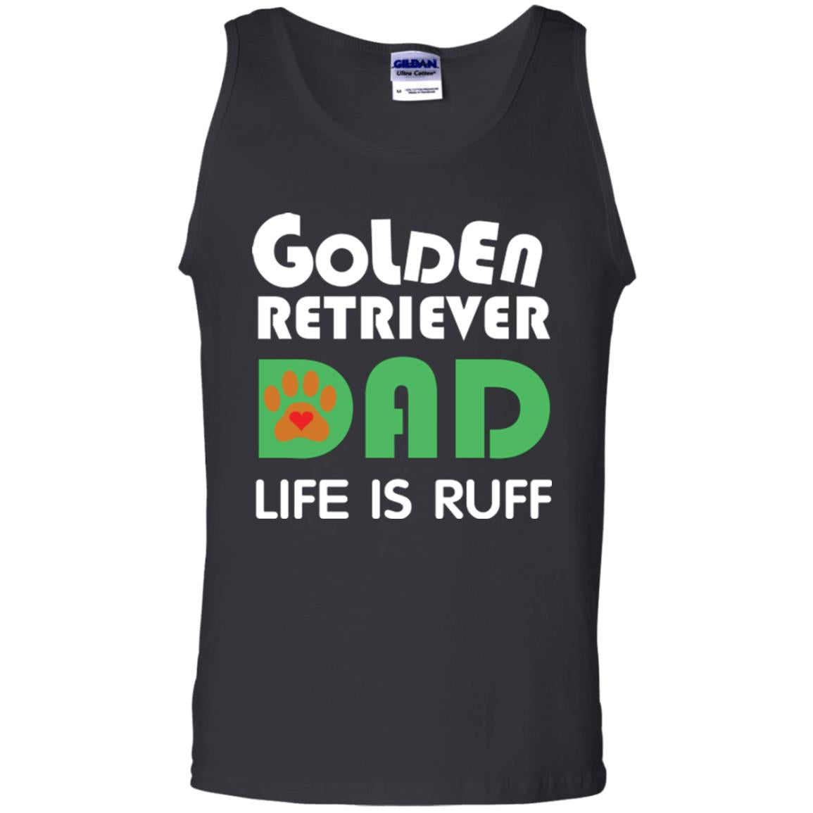 Dog Dad T-shirt Golden Retriever Dad Life Is Ruff Black