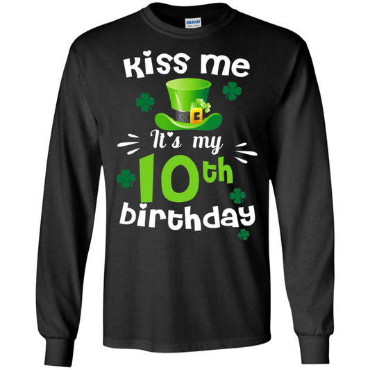 Kiss Me It_s My 10th Birthday Patrick_s Day T-shirt Black